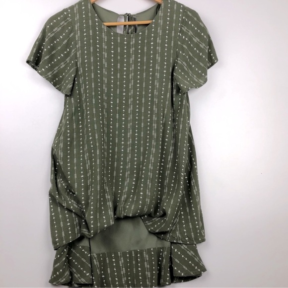 Blue Rain Olive Green Sheath Tiered Dress Size XS - Picture 5 of 9